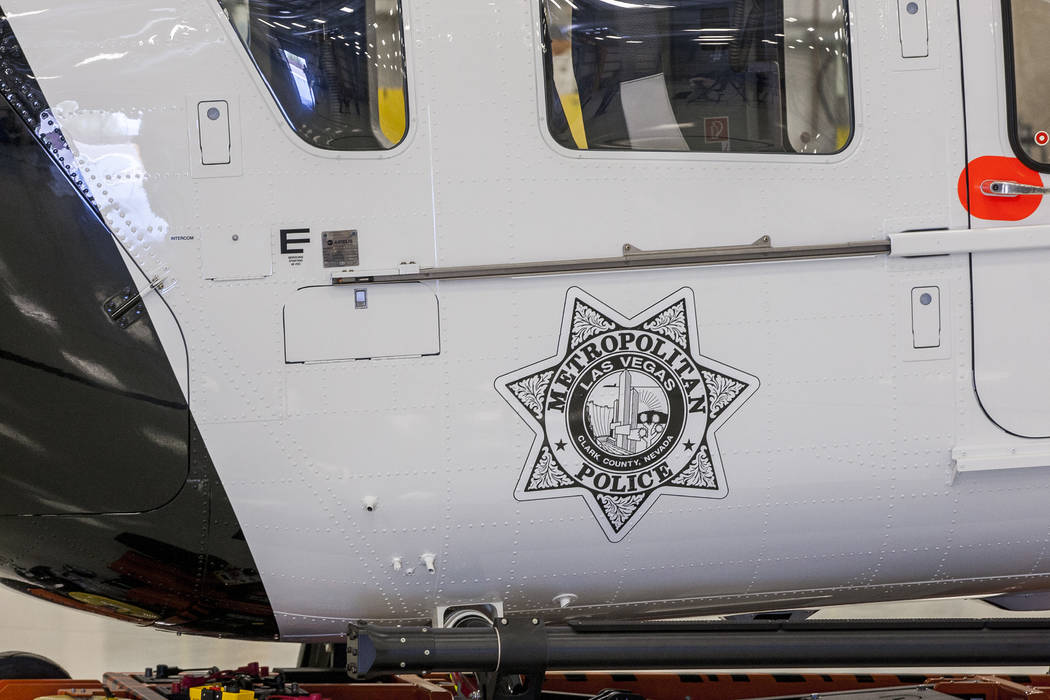 The new Las Vegas Metropolitan Police helicopter at the North Las Vegas Airport on Wednesday, Aug. 16, 2017.  Patrick Connolly Las Vegas Review-Journal @PConnPie