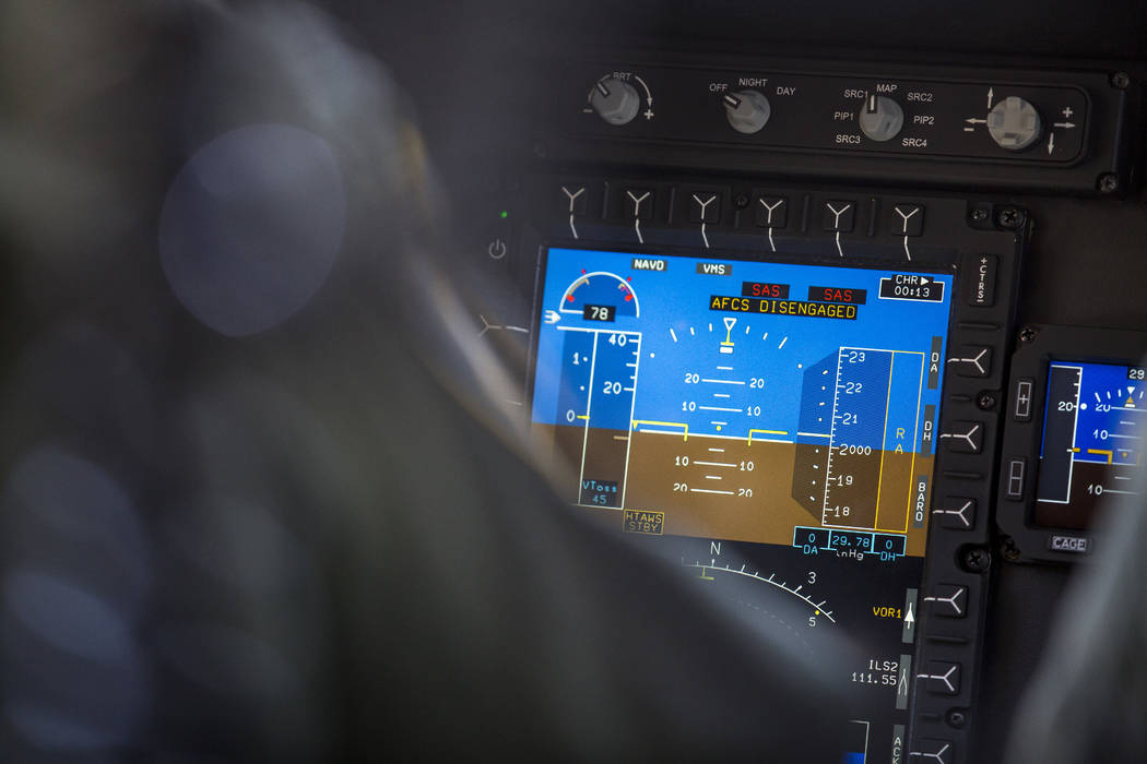 Gauges in the new Las Vegas Metropolitan Police helicopter at the North Las Vegas Airport on Wednesday, Aug. 16, 2017.  Patrick Connolly Las Vegas Review-Journal @PConnPie