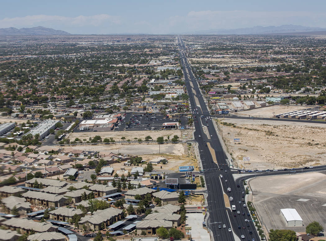 A view of Rancho Drive from the new Las Vegas Metropolitan Police helicopter on Wednesday, Aug. 16, 2017.  Patrick Connolly Las Vegas Review-Journal @PConnPie