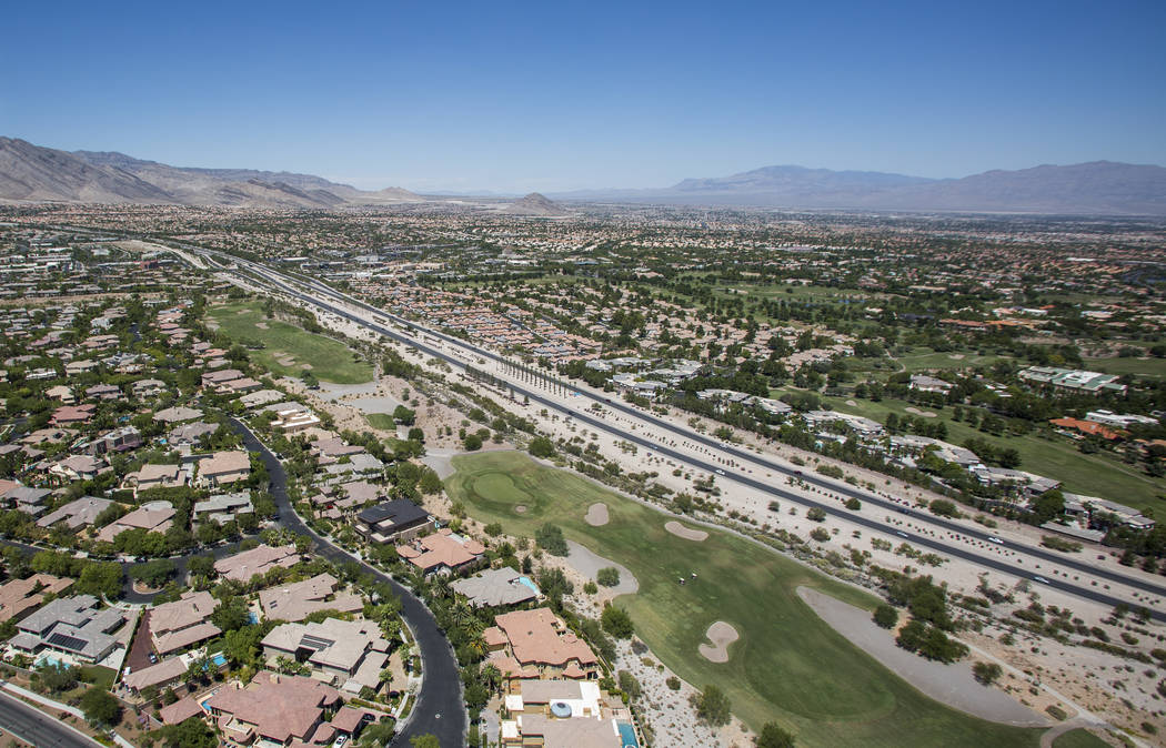 A view of Summerlin Parkway from the new Las Vegas Metropolitan Police helicopter on Wednesday, Aug. 16, 2017.  Patrick Connolly Las Vegas Review-Journal @PConnPie