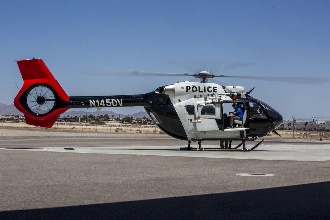 The new Las Vegas Metropolitan Police helicopter at the North Las Vegas Airport on Wednesday, Aug. 16, 2017.  Patrick Connolly Las Vegas Review-Journal @PConnPie