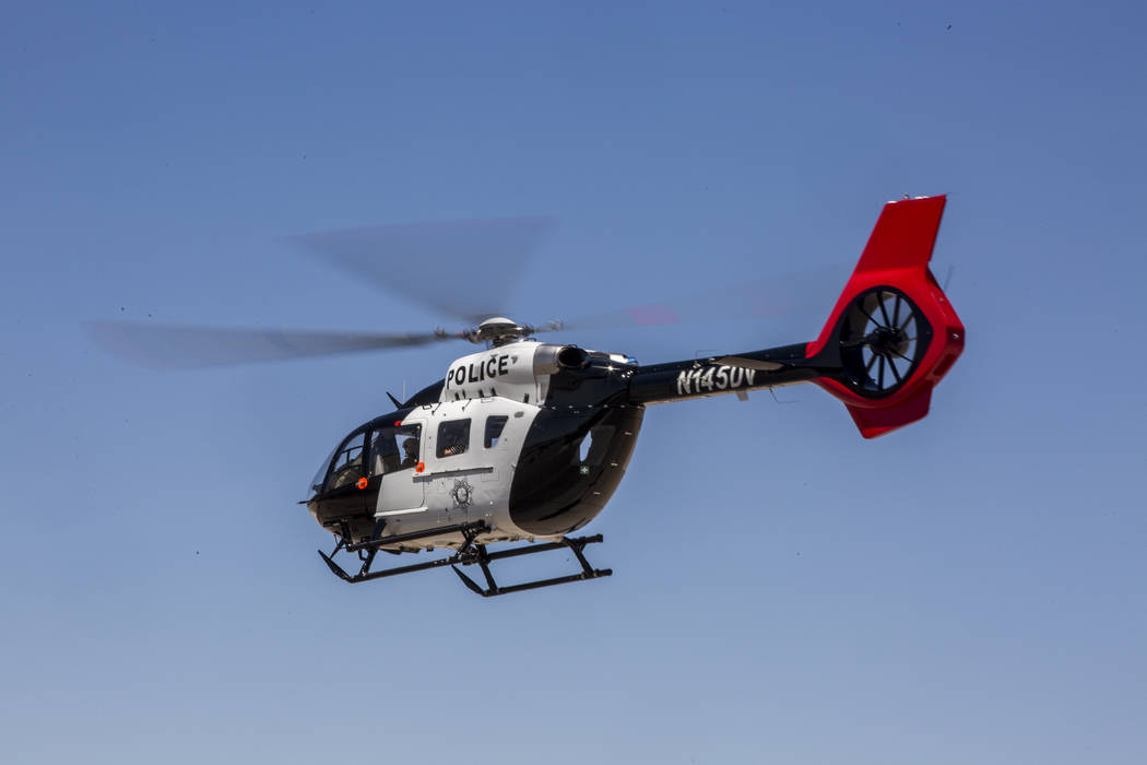 The new Las Vegas Metropolitan Police helicopter at the North Las Vegas Airport on Wednesday, Aug. 16, 2017.  Patrick Connolly Las Vegas Review-Journal @PConnPie