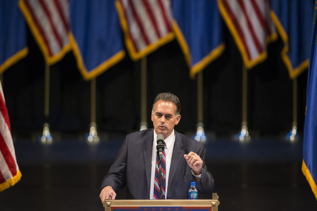 Republican Congressional District 3 candidate Danny Tarkanian speaks during a campaign rally for Republican presidential candidate Donald Trump at the Treasure Island hotel-casino on Saturday, Jun ...