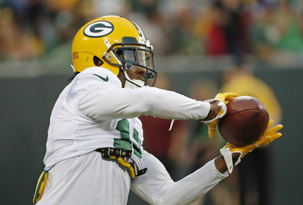 Green Bay Packers Davante Adams participates in an NFL football training camp practice, Saturday, Aug 5, 2017, in Green Bay, Wis. (AP Photo/Matt Ludtke)