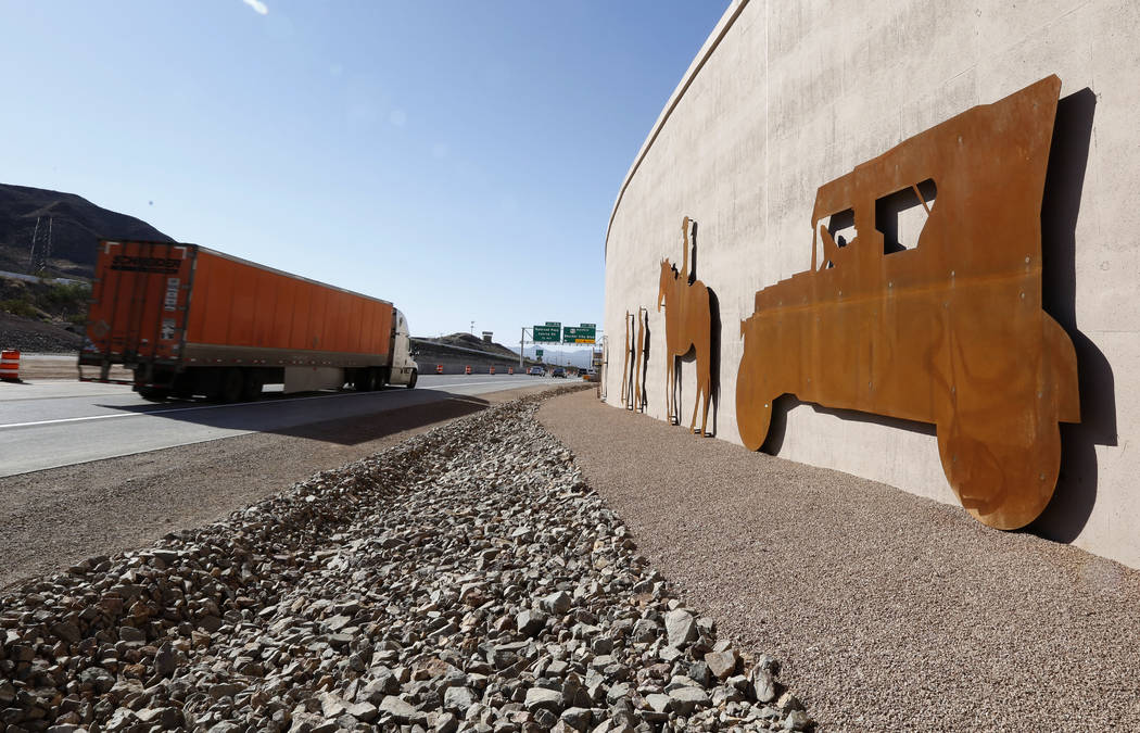 Motorist drive on the newly opened southbound Interstate 11 near the Railroad Pass hotel-casino in Henderson, Wednesday, Aug.16, 2017. (Bizuayehu Tesfaye/Las Vegas Review-Journal) @bizutesfaye