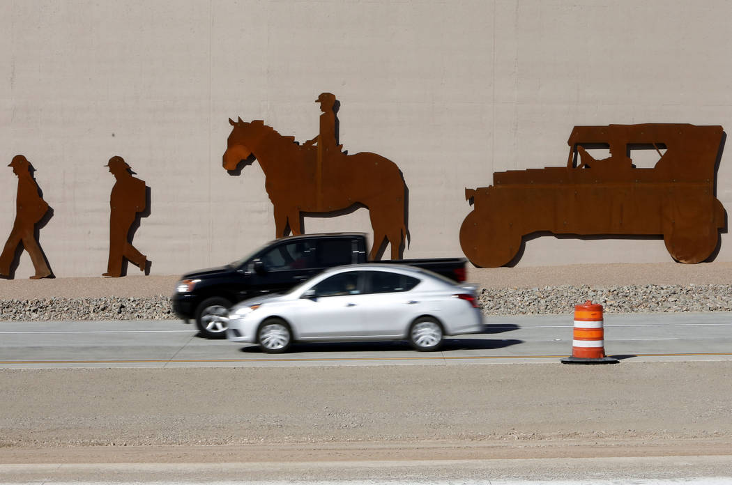 Motorist drive on the newly opened southbound Interstate 11 near the Railroad Pass hotel-casino in Henderson, Wednesday, Aug.16, 2017. (Bizuayehu Tesfaye/Las Vegas Review-Journal) @bizutesfaye