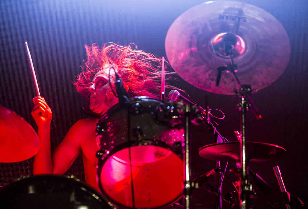 Wizard Riffle drummer Sam Ford performs on The Vinyl Stage during Psycho Las Vegas on Sunday, Aug 20, 2017, at the Hard Rock hotel-casino, in Las Vegas. Benjamin Hager Las Vegas Review-Journal @be ...
