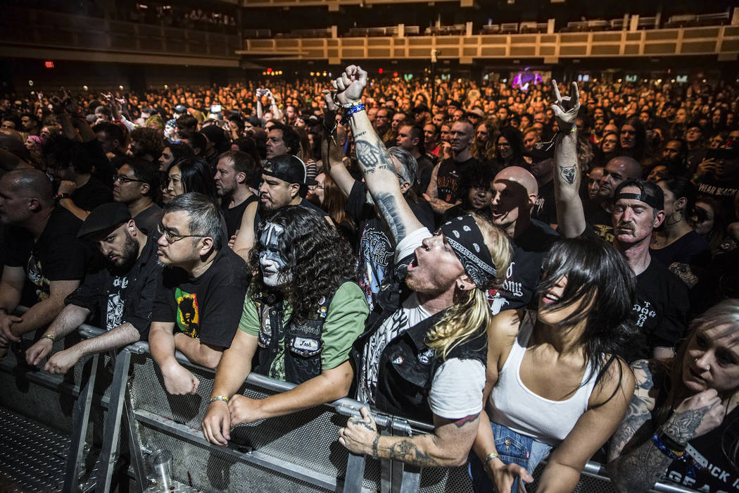 Fans cheer for British extreme metal band Carcass at The Joint during Psycho Las Vegas on Saturday, Aug 19, 2017, at the Hard Rock hotel-casino, in Las Vegas. Benjamin Hager Las Vegas Review-Journ ...