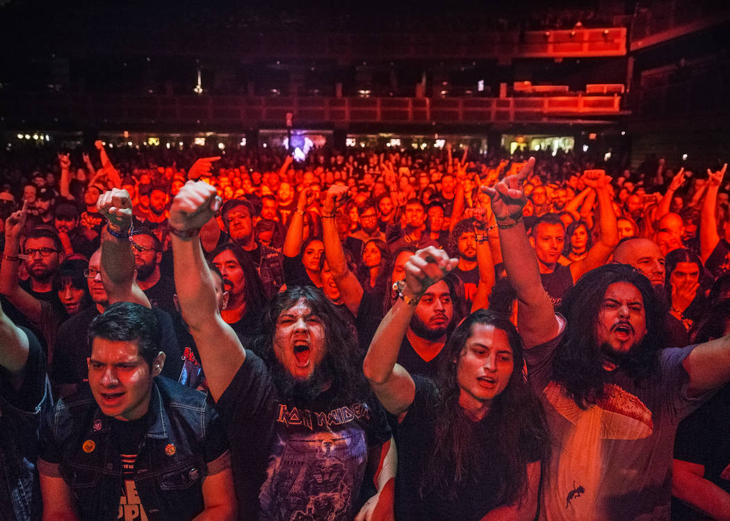 Fans cheer for British extreme metal band Carcass at The Joint during Psycho Las Vegas on Saturday, Aug 19, 2017, at the Hard Rock hotel-casino, in Las Vegas. Benjamin Hager Las Vegas Review-Journ ...