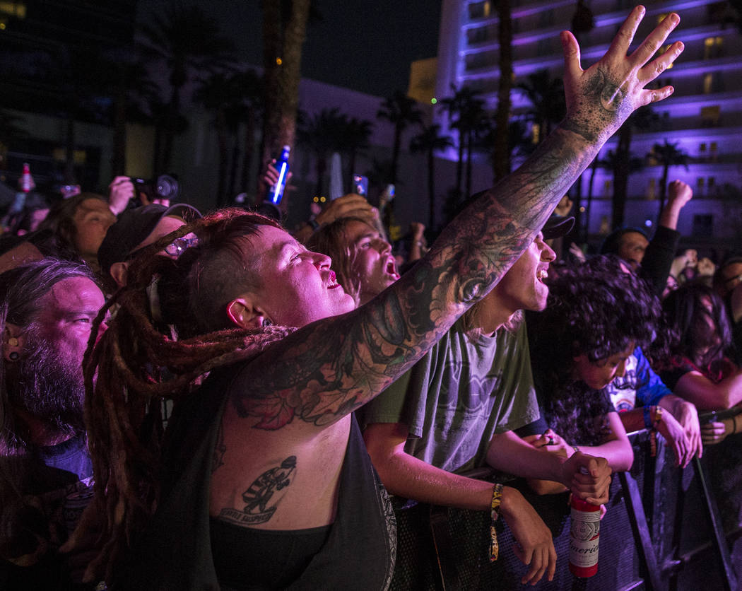 Fans cheer for Wilmington, North Carolina-based metal band Weedeater during Psycho Las Vegas on Saturday, Aug 19, 2017, at the Hard Rock hotel-casino, in Las Vegas. Benjamin Hager Las Vegas Review ...