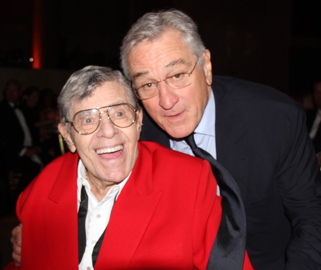Jerry Lewis is shown with Robert DeNiro during an event at the Friar's Club in New York honoring Martin Scorsese on Wednesday night.