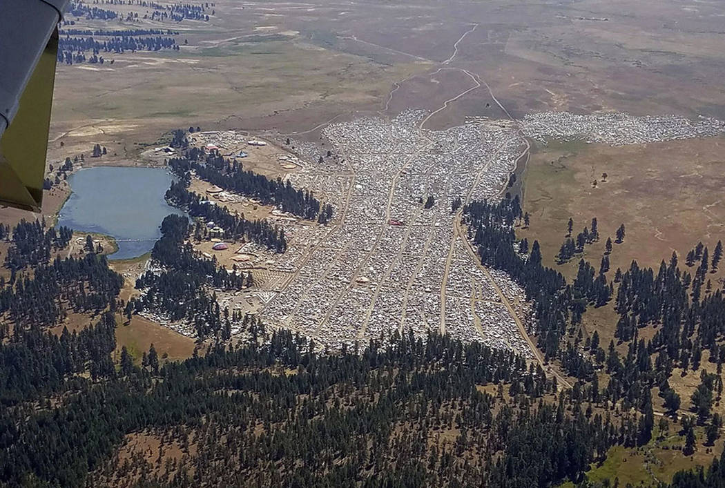 This Saturday, Aug. 19, 2017 photo provided by the Oregon State Police shows the crowd at the Big Summit Eclipse 2017 event near Prineville, Ore. (Oregon State Police via AP)