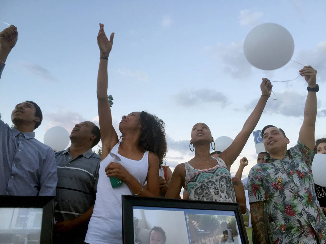 Family and friends of DaeVon Branon-Banks, a 20-month-old toddler killed last week, release balloons in his honor on Sunday, Aug. 20, 2017, in Las Vegas. Blake Apgar Review-Journal @blakeapgar