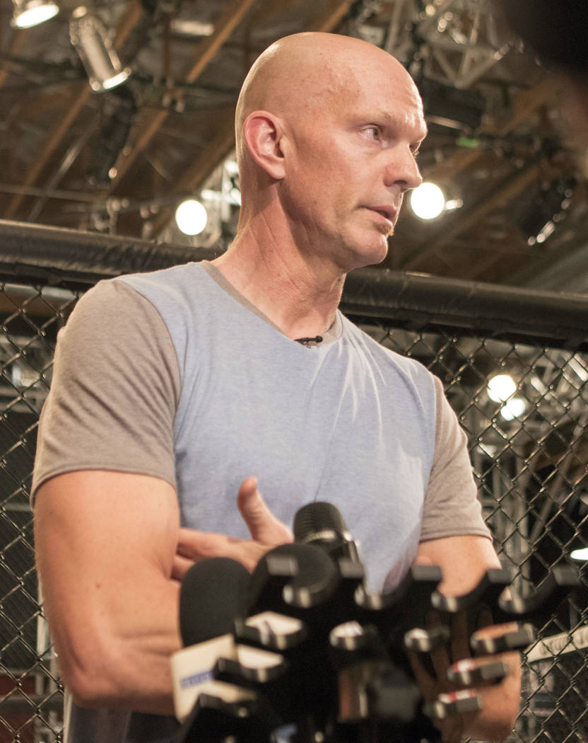 Vice President of Athlete Health and Performance Jeff Novitzky addresses the media following UFC light heavyweight champion Jon Jones being flagged by USADA for a potential violation in Las Vegas, ...