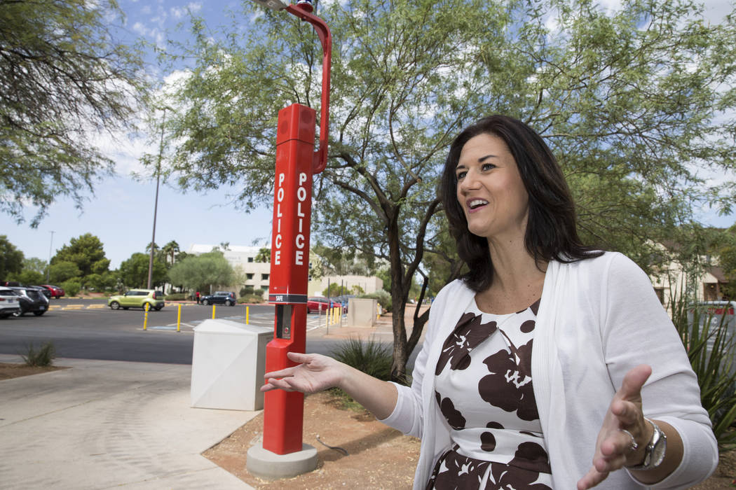 Samantha Bivins, a student government senator, at UNLV in Las Vegas on Thursday, Aug. 24, 2017. Bivins worked to get $250,000 in funding for new emergency phone systems, 10 of 19 have been install ...