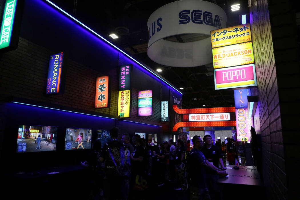 Attendees of the 2017 GameStop Expo play Sega/Atlus  video games at the Sands Expo and Convention Center, Sunday, Aug. 27, 2017 . Elizabeth Brumley Las Vegas Review-Journal