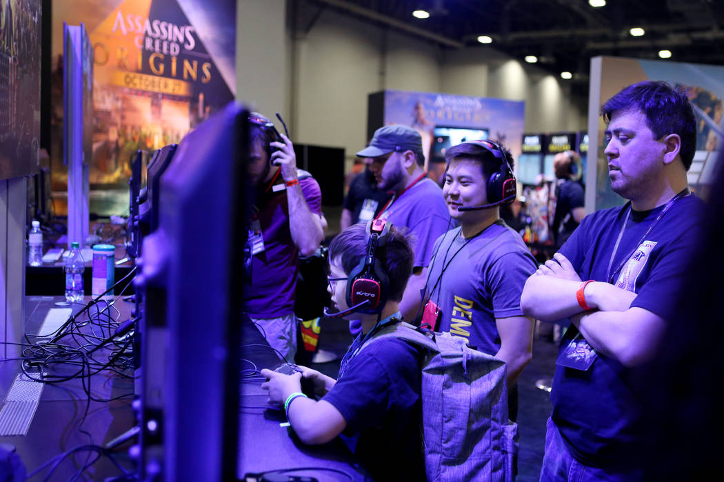 Attendees test the games during the 2017 GameStop EXPO finishes at the Sands Expo and Convention Center, Sunday, Aug. 27, 2017 . Elizabeth Brumley Las Vegas Review-Journal