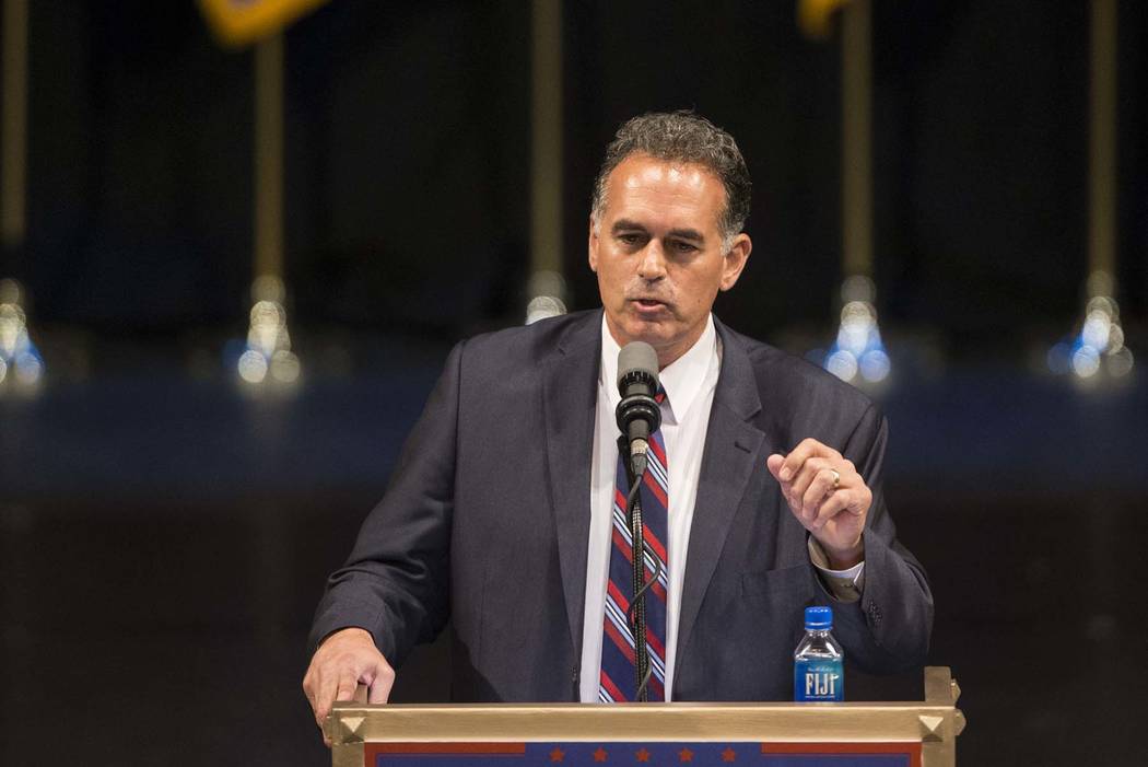 Republican Congressional District 3 candidate Danny Tarkanian speaks during a campaign rally for Republican presidential candidate Donald Trump at the Treasure Island hotel-casino on Saturday, Jun ...