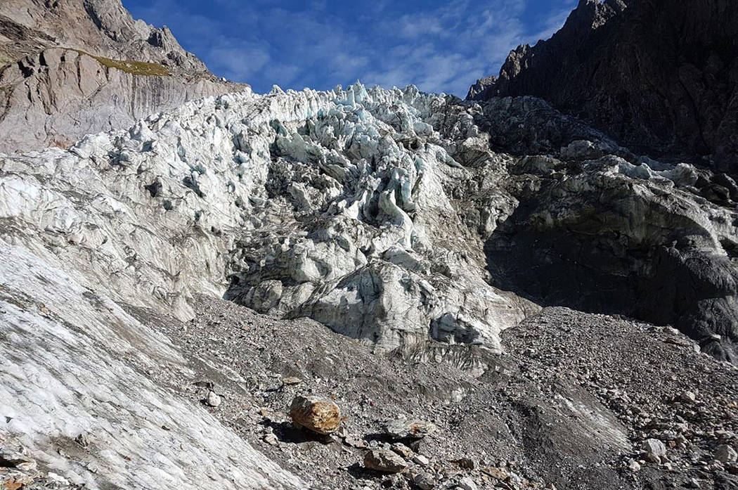 The area where corpses were spotted on Mont Blanc's Southern face is seen Aug. 24. (Italian Firefighters via AP)