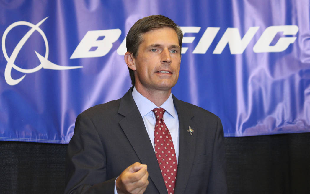U.S. Sen. Martin Heinrich, D-New Mexico, discusses the potential of high-energy laser weapons systems being developed by engineers at Boeing during a news conference in Albuquerque, N.M., on Wedne ...