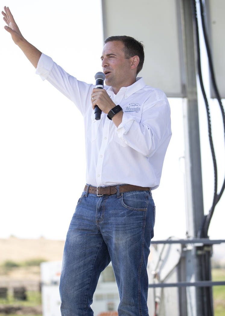 Nevada Attorney General Adam Laxalt addresses the crowd during the 3rd annual Basque Fry held at Corley Ranch in Gardnerville, Nevada on Saturday, Aug. 26, 2017. Richard Brian Las Vegas Review-Jou ...