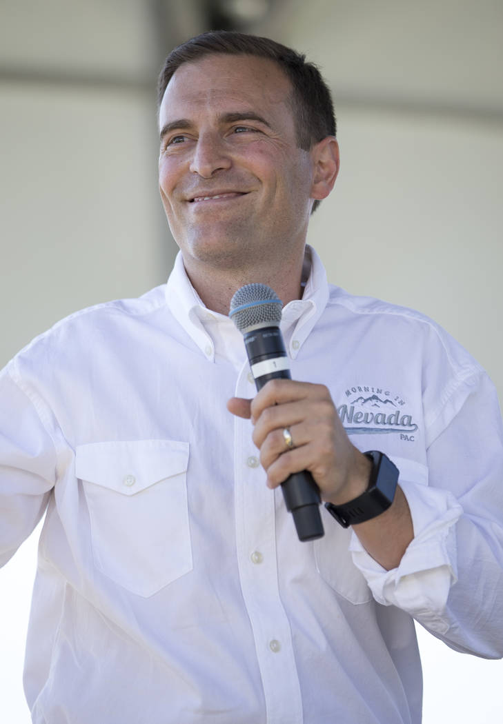 Nevada Attorney General Adam Laxalt addresses the crowd during the 3rd annual Basque Fry held at Corley Ranch in Gardnerville, Nevada on Saturday, Aug. 26, 2017. Richard Brian Las Vegas Review-Jou ...