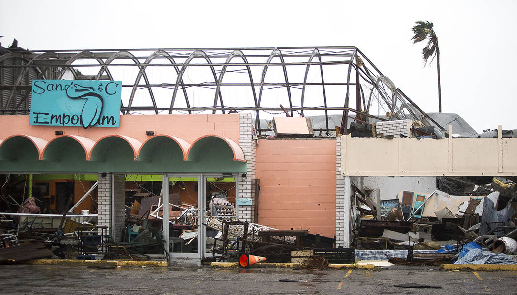 Stores remain destroyed after Hurricane Harvey ripped through Rockport, Texas, on Saturday, Aug. 26, 2017.  The fiercest hurricane to hit the U.S. in more than a decade spun across hundreds of mil ...