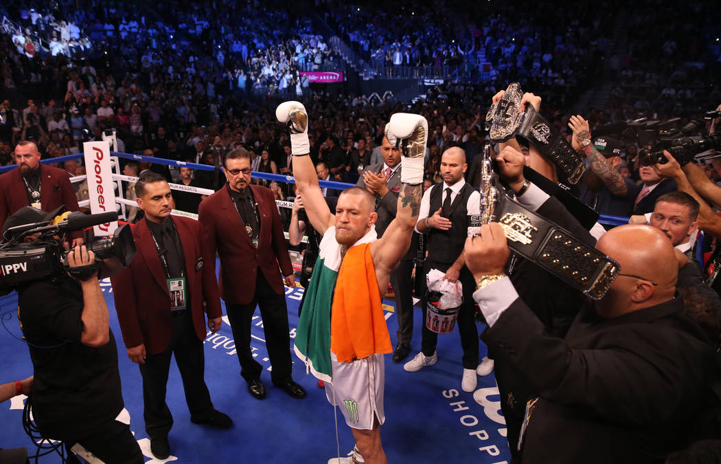 Conor McGregor enters the ring before his fight against Floyd Mayweather Jr. at T-Mobile Arena, Saturday, Aug. 26, 2017, in Las Vegas. Benjamin Hager Las Vegas Review-Journal