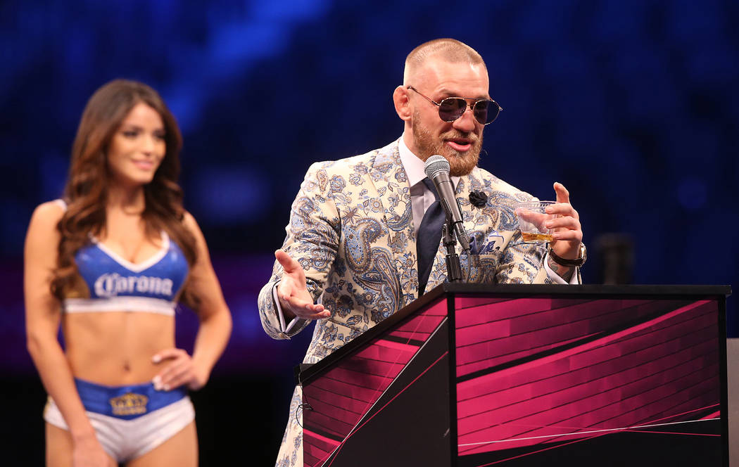 Conor McGregor addresses the media after his loss to Floyd Mayweather on Saturday, Aug 26, 2017, at T-Mobile Arena, in Las Vegas. Benjamin Hager Las Vegas Review-Journal @benjaminhphoto