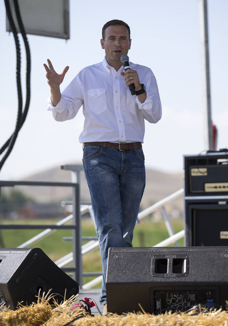 Nevada Attorney General Adam Laxalt addresses the crowd during the 3rd annual Basque Fry held at Corley Ranch in Gardnerville, Nevada on Saturday, Aug. 26, 2017. Richard Brian Las Vegas Review-Jou ...