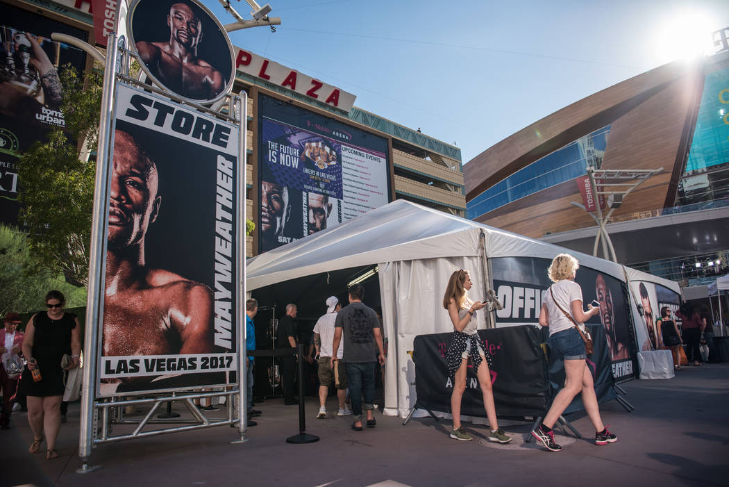 The official Mayweather merchandise store before Floyd Mayweather Jr. takes on Conor McGregor at T-Mobile Arena, Saturday, Aug. 26, 2017, in Las Vegas. Morgan Lieberman Las Vegas Review-Journal