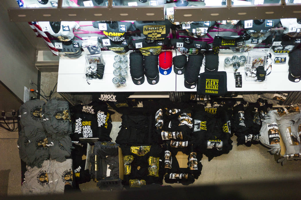 Merchandise on the concourse before Floyd Mayweather Jr. takes on Conor McGregor at T-Mobile Arena, Saturday, Aug. 26, 2017, in Las Vegas. Chase Stevens Las Vegas Review-Journal