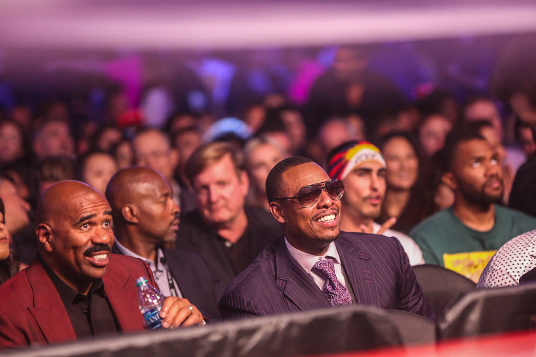 Steve Harvey and Paul Pierce before Floyd Mayweather Jr. takes on Conor McGregor at T-Mobile Arena, Saturday, Aug. 26, 2017, in Las Vegas. Benjamin Hager Las Vegas Review-Journal