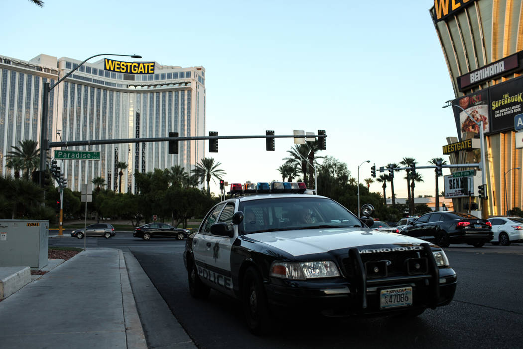 Units respond to a balcony fire that broke out at the Westgate in Las Vegas on Aug. 26, 2017. Joel Angel Juarez Las Vegas Review-Journal @jajuarezphoto