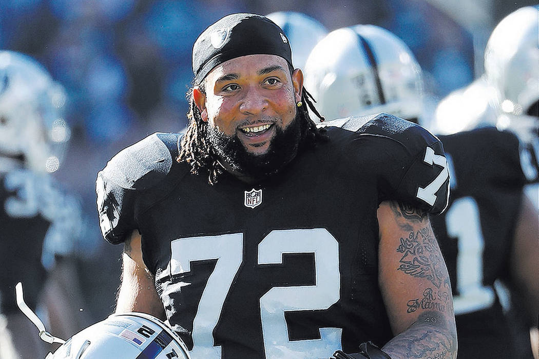 Oakland Raiders tackle Donald Penn, seen in December 2016. (AP Photo/Tony Avelar)