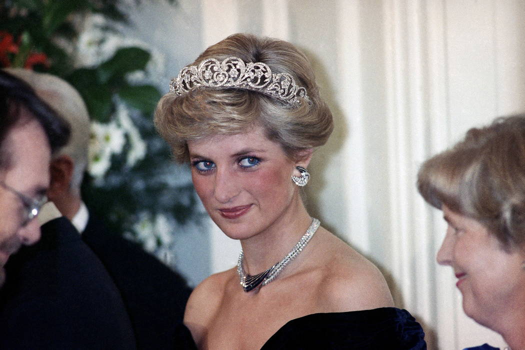Britain's Diana, the Princess of Wales, is pictured during an evening reception given by the West German President Richard von Weizsacker in honour of the British Royal guests in the Godesberg Red ...