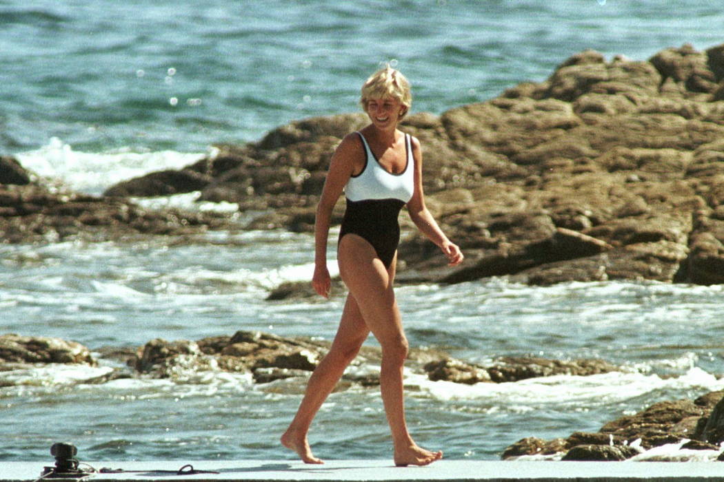 Britain's Diana, Princess of Wales on the quay of the residence of Mohamed Al Fayed in Saint Tropez, French Riviera, where she spends a few days holidaying in July 1997. (AP Photo/Lionel Cironneau ...