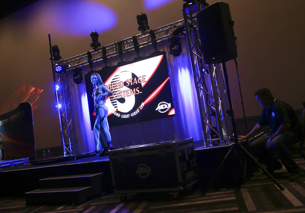 Cynthia performs at the Sound Stage Systems booth during the Gentlemen's Club Expo at Hard Rock Hotel in Las Vegas on Tuesday, Aug. 29, 2017. Chase Stevens Las Vegas Review-Journal @csstevensphoto