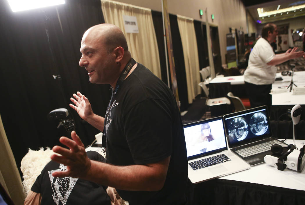 Mikael Rid Vicious Levy of Terpon, a virtual reality camera company, during the Gentlemen's Club Expo at Hard Rock Hotel in Las Vegas on Tuesday, Aug. 29, 2017. Chase Stevens Las Vegas Review-Jour ...