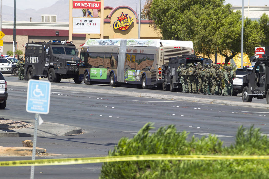 Man in custody after shooting on bus in northeast Las Vegas Shootings
