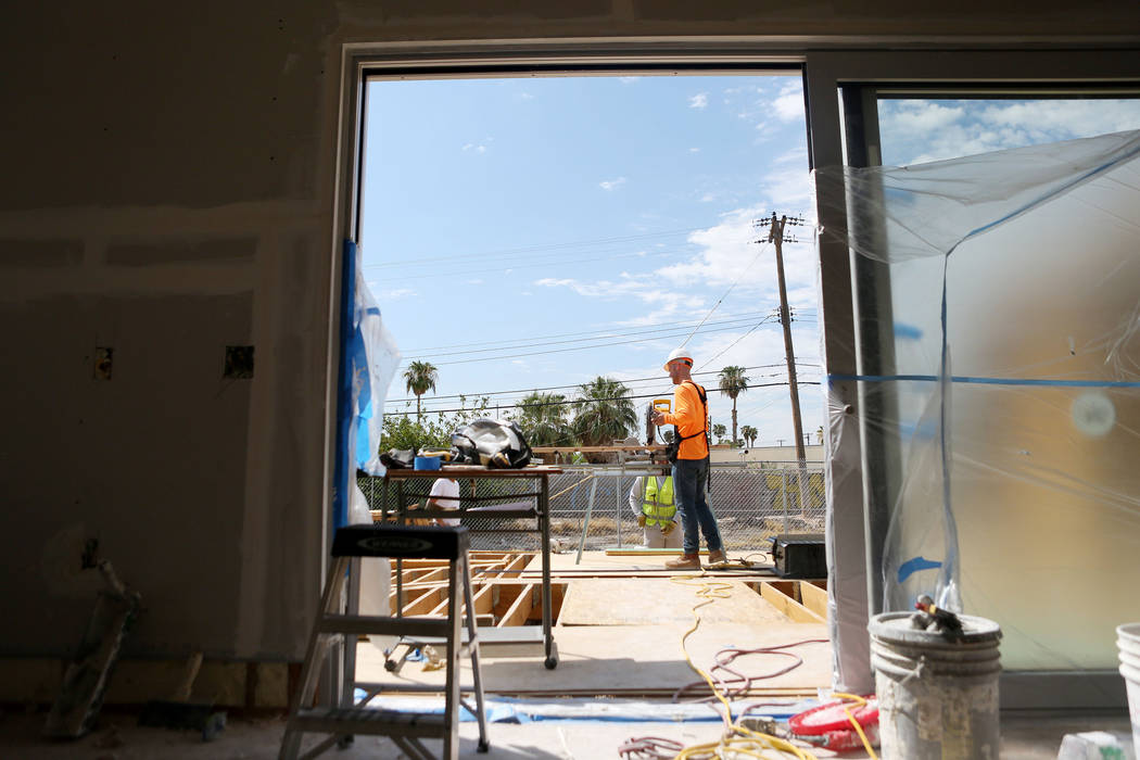 A solar-powered house which UNLV students design and build from the ground up on UNLV's Paradise Campus in Las Vegas, Tuesday, Aug. 29, 2017. The UNLV's team of students will compete in the U.S. ...