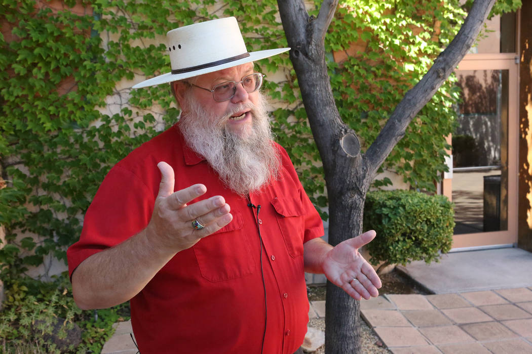 Clark County Museum Administrator Mark Hall-Patton explains how the Confederacy had laid claim the territory that is now southern Nevada during an interview at the Clark County Museum on Tuesday,  ...