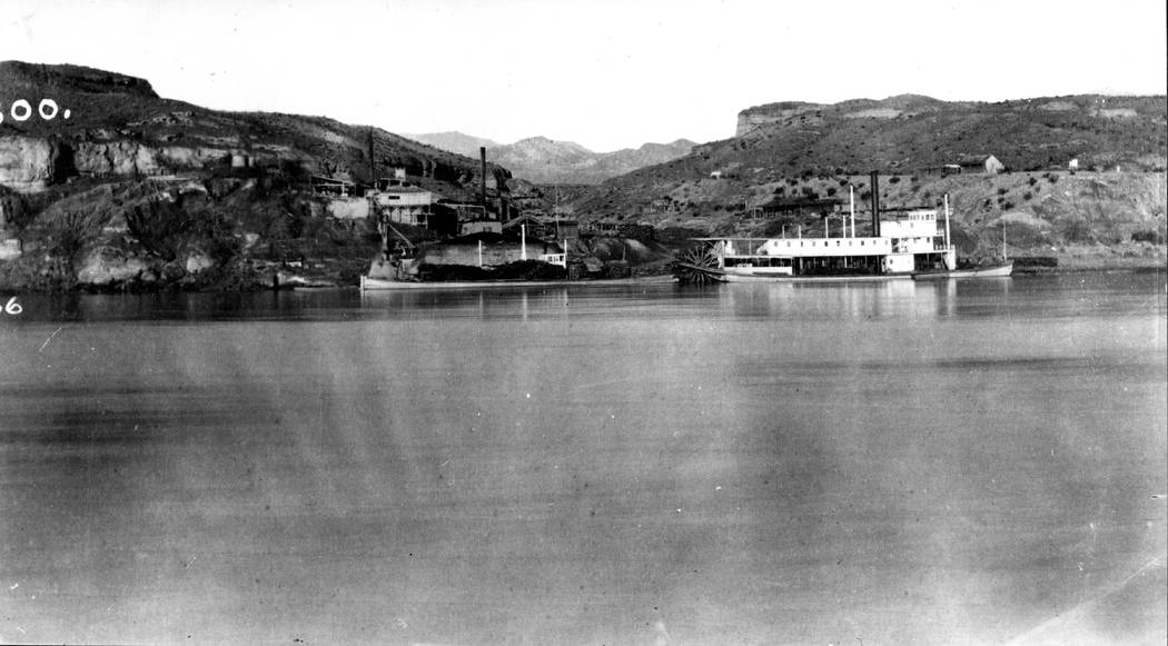 A Colorado River steamboat is docked at the mouth of Eldorado Canyon, southeast of present-day Las Vegas, in this undated photo from the National Archives likely taken in the late 1800s. (UNLV Spe ...