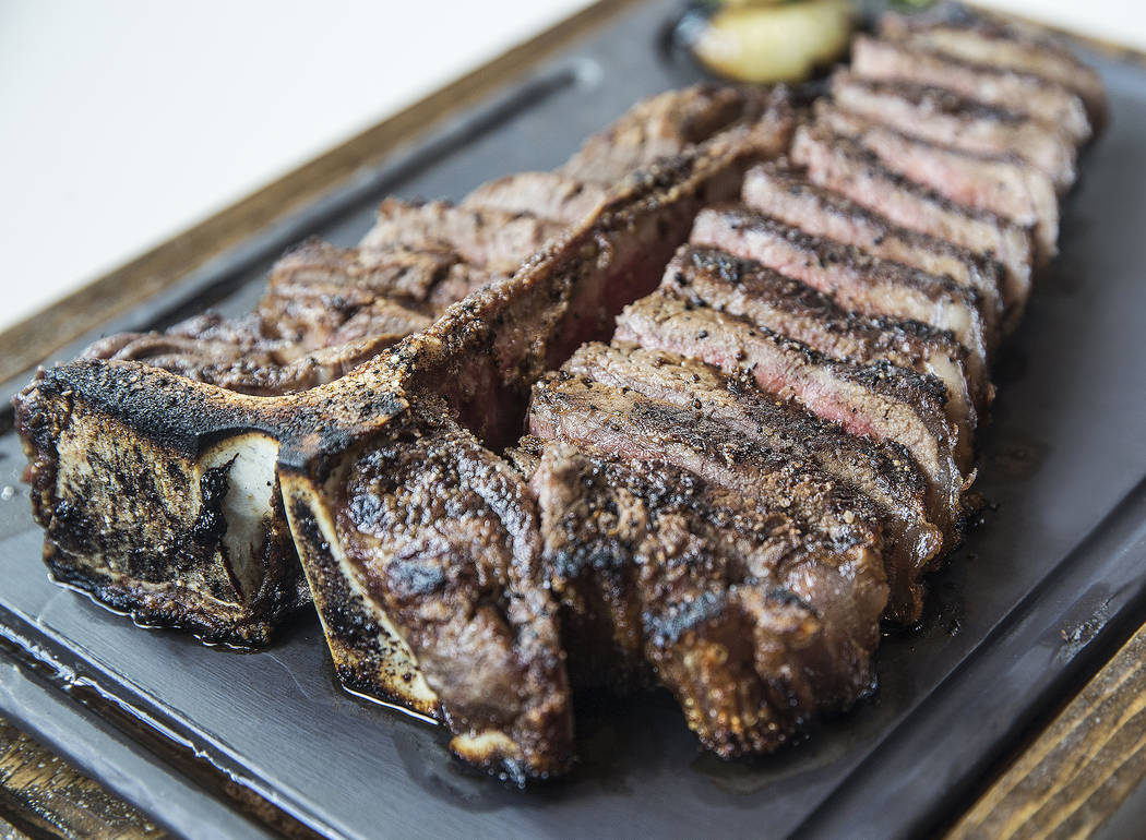 The 32 oz. double porterhouse at MB Steak on Thursday, Aug 31, 2017, at the Hard Rock hotel-casino, in Las Vegas. Benjamin Hager Las Vegas Review-Journal @benjaminhphoto