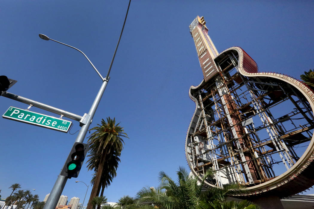 The Hard Rock Café neon sign at the corner of Harmon and Paradise is coming down and moving to a new home in the Neon Museum. Friday, September 1, 2017 Michael Quine Las Vegas Review-Journal  ...
