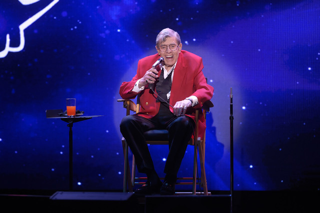 Jerry Lewis performs during the final show of his run at the South Point, Sunday, Oct. 2, 2016, in Las Vegas. Sam Morris/Las Vegas News Bureau