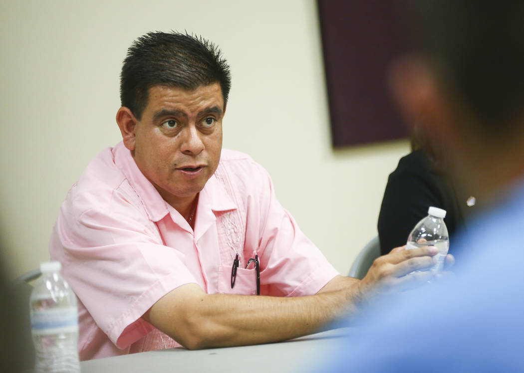 North Las Vegas City Councilman Isaac Barron speaks during a panel event held by Latinos Unidos at Pearson Community Center in North Las Vegas on Thursday, Aug. 31, 2017. Chase Stevens Las Vegas R ...