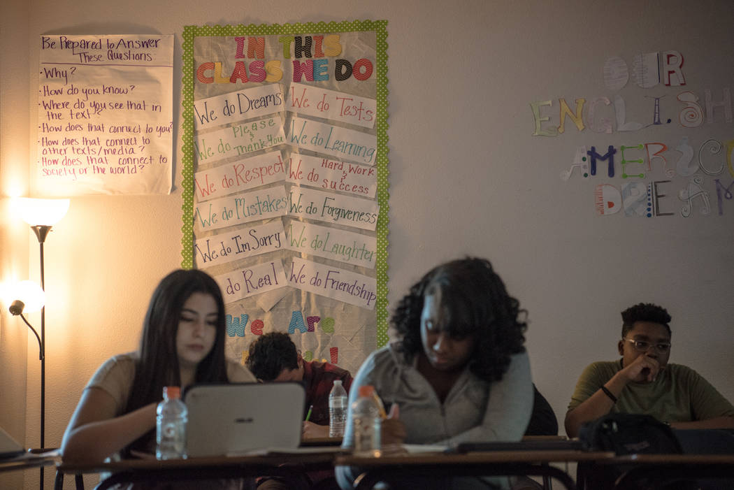 Kaci Dilliplane's wall of her English class at Shadow Ridge High School on Wednesday, Sep. 5, 2017, in Las Vegas. Morgan Lieberman Las Vegas Review-Journal