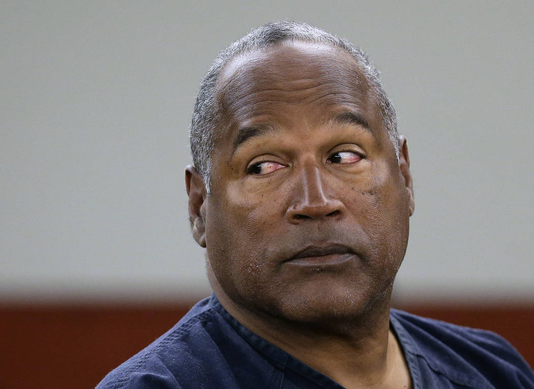 FILE - In this May 13, 2013, file photo, O.J. Simpson appears at an evidentiary hearing in Clark County District Court, in Las Vegas. Los Angeles police are investigating a knife purportedly found ...