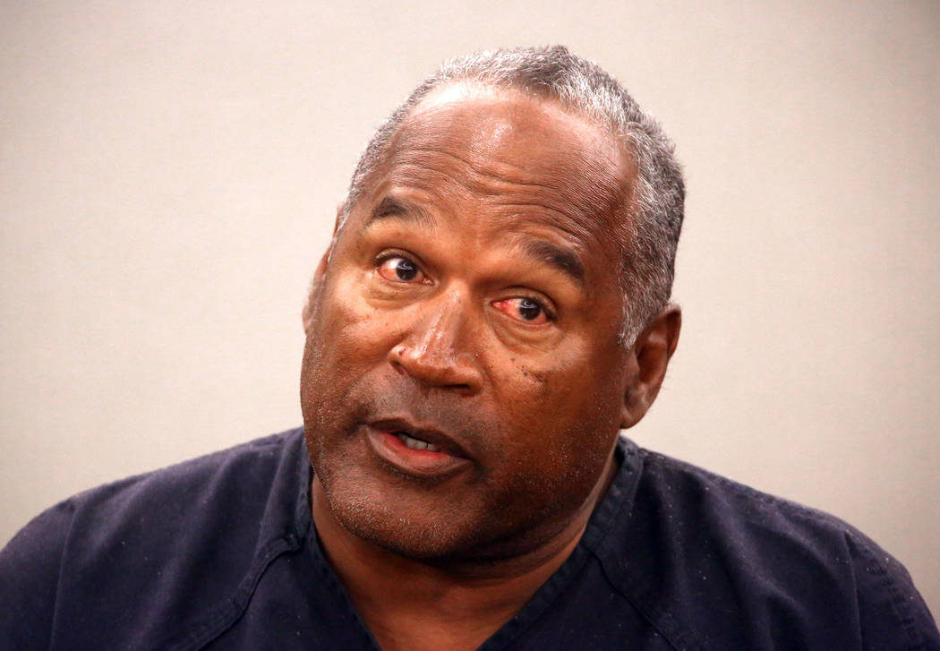 O.J. Simpson testifies during an evidentiary hearing in Clark County District Court, Wednesday, May 15, 2013 in Las Vegas.  (AP Photo/Las Vegas Review-Journal, Jeff Scheid, Pool)